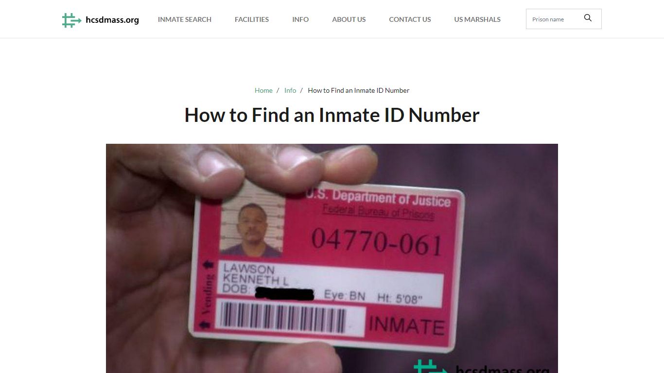 How to Find an Inmate ID Number - Hampden County